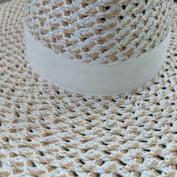 Eric Javits Cannes II Wide Brim Woven Fedora White Mix NWOT - Picture 8 of 10